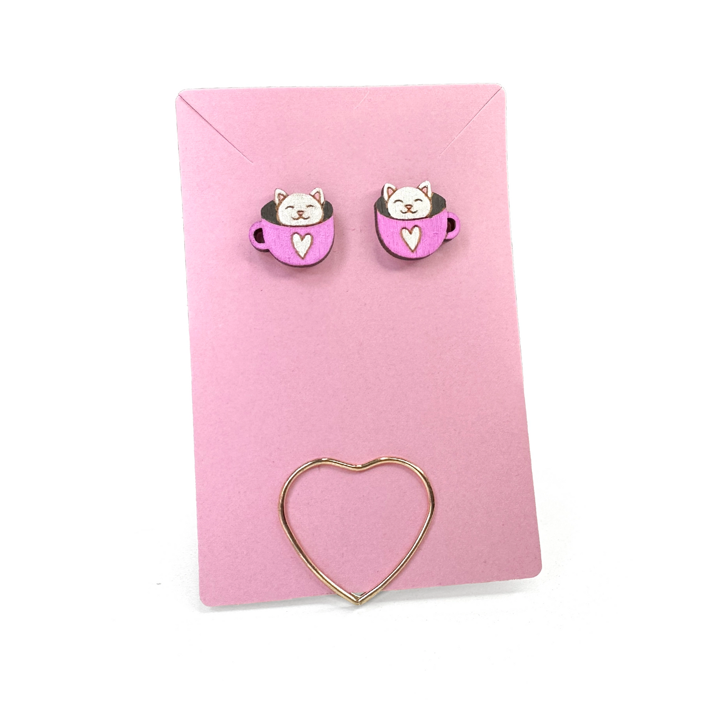 Wood Stud Earrings, Hand-Painted Pride