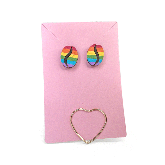 Wood Stud Earrings, Hand-Painted Pride